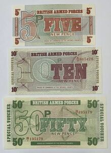 *[ new goods ][ unused ] England army through .5,10,50 NEW PENCE note total 3 sheets ( each 1 sheets ), foreign note 