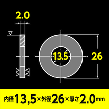 ステンレス 平ワッシャー 内径13.5mm x 外径26mm x 厚さ2.0mm 4個入 丸座金 M12 インチ 1/2兼用_画像4