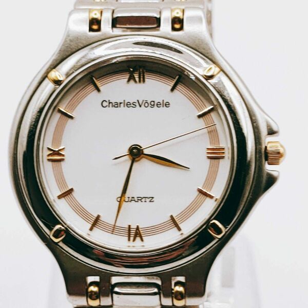 #70 Charles Vgele シャルルホーゲル 腕時計 アナログ 3針 白文字盤 シルバー基調 とけい トケイ アクセサリー
