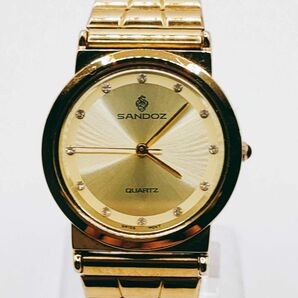 【最終値下げ】SANDOS サンドス 腕時計 アナログ 3針 金色文字盤 ゴールド基調 時計 アンティーク レディース腕時計