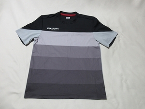 M-37★DIADORA(ディアドラ)♪黒xグレー/半袖Tシャツ(L)★