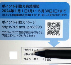 ★ソースネクスト 株主優待 4500ポイント　 番号通知　2024/06/30