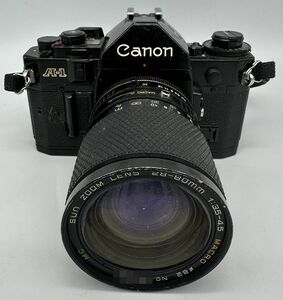 y85T Canon A-1 一眼レフ フィルムカメラ マニュアルフォーカス 28-80㎜ 1:3.5-4.5 光学機器 ブラック 動作未確認 キャノン