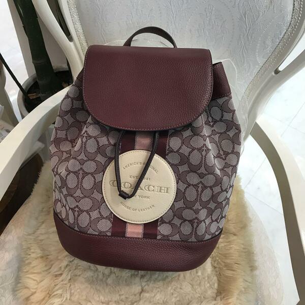 ★美品★COACH　シグネチャー　ジャガード　バックパック　レインボー