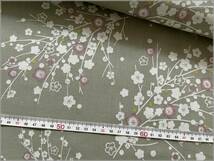 mets★5m*風光明花*梅の花*和柄*スケア*moss green*コットン*83C_画像2