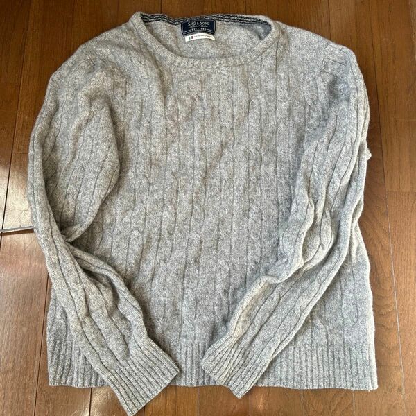 【値下げ】S&Sons ニット　ケーブル編み　メンズ　グレー　セーター