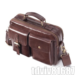 特売●ブランド新牛革メッセンジャーバッグ男性本革ハンドバッグ 旅行padショルダーバッグ オフィスのためブリーフケーストートバッグ|1O