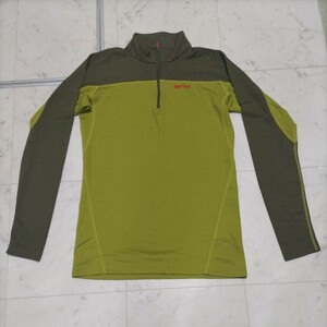 美品★Marmot　マーモット　ウール混ハイブリッドハーフジップシャツ　メンズMサイズ　グリーン/チャコール　アンダーレイヤー　冬山