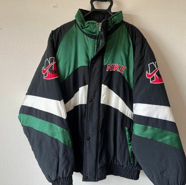 90s ヴィンテージ ナイキ スポーツジャケット 緑 シュプリームコラボ元ネタ NBA スターター 中綿ナイロンジャケット