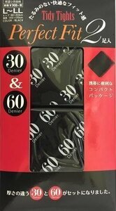 新品衣類★『Tidy Tights Perfect Fit ブラック 黒 タイツ 30Denier 60Denier 2足入 セット L～LLサイズ』★