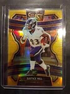 PANINI SELECT Justice Hill GOLD PRIZM /10