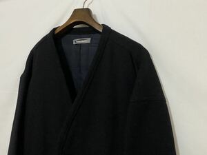 70s 80s ヴィンテージ 初期 ISSEY MIYAKE MEN イッセイミヤケ メン ウール ノーカラー ブルゾン ジャケット 中綿 ブラック