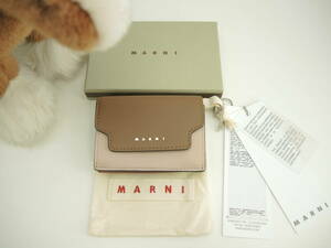  Marni Mini бумажник гладкий кожа розовый чай бордо 3 бумажник новый товар @ 4