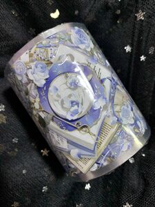 【薔薇日記ブルー】海外マスキングテープ　PETマステ　装飾マステ　巻き売り　海外マステ