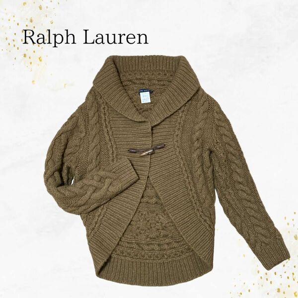 美品 ラルフローレン ボレロ カーディガン 茶色 トグル アンゴラ カシミヤ混　RALPHLAUREN Lサイズ