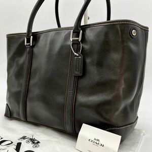 1円【極美品】コーチCOACH ハンドバッグ トートバッグ ショルダー ビジネスバッグ 大容量 メンズ レザー A4 肩掛け 通勤 本革 ブラック 黒