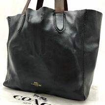 1円 コーチCOACH ハンドバッグ トートバッグ ショルダー ビジネス 大容量 メンズ レザー A4収納 肩掛け 通勤 革 ブラック系 黒 _画像1