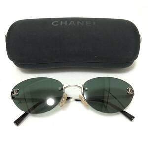 CHANEL Chanel sunglasses black × silver here Mark 