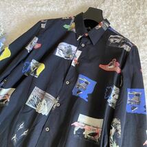 【1円スタート】現行 Paul Smith ポール スミス メンズ長袖シャツ 総柄 L 黒 ブラック_画像3