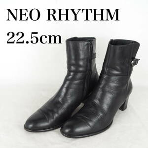 EB4454*NEO RHYTHM*ネオリズム*レディースショートブーツ*22.5cm*黒