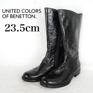 EB4569*UNITED COLORS OF BENETTON*レディースブーツ*23.5cm*エナメル黒