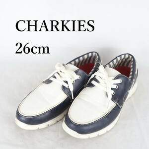 MK4015*CHARKIES*チャーキーズ*メンズスリッポン*26cm*白×紺*