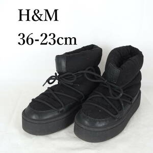 EB4636*H&M*エイチアンドエム*レディースショートブーツ*36-23cm*黒