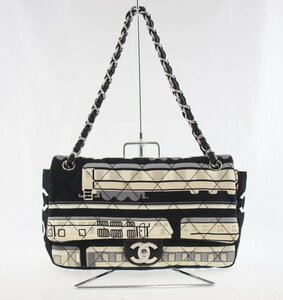 ◆ 美品 CHANEL / シャネル マトラッセ セントラルステーション チェーンショルダーバッグ シングルフラップ ブラック×ベージュ 144103