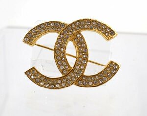 * CHANEL / Chanel стразы здесь Mark брошь Gold GP Vintage 144240