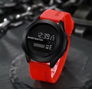 T0478 new goods man and woman use LED waterproof sport digital watch wristwatch red outdoor 