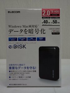 未開封 ELECOM エレコム セキュリティ対策外付けポータブルハードディスク 2.0TB ELP-EEN020UBK