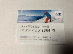 日本駐車場開発 株主優待券 アクティビティ割引券1枚 スキー場 リフト1日券割引 即決あり