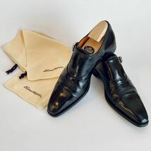 [正規店で購入 ワンオーナー品] SANTONI(サントーニ) 6371 サイドモンク サイズ7 (26.5cm) ブラック_画像1