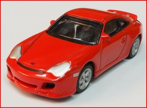 uccダイキャスト製プルバックカー【ポルシェRUFコレクションR turbo 996ベース赤レッド】ドリンク飲料おまけミニカー【羽欠】送料込