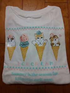 mof Sand short sleeves T-shirt LL short sleeves mofusand T-shirt cat cat .. ice cream sweets white 