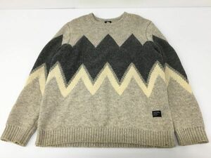 K12-478-127【中古】Stussy Diamond Pattern Wool Zig Zag ステューシー ウールニット セーター ダイヤ柄 ジグザグ Lサイズ ※表糸破れ有