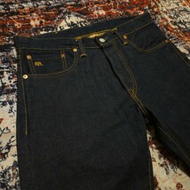 【USA製】 RRL Slim Fit One Washed Jeans 【32×32】 スリムフィット ワンウォッシュド ジーンズ デニム 赤耳 レザー 濃紺 Ralph Lauren_画像2