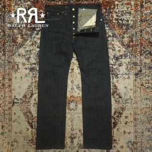 【超希少】 RRL 1936 Buckle Back Rigid Jeans 【32×32】 バックルバック リジッド ジーンズ USA製 肉厚 デニム レザー 濃紺 Ralph Lauren