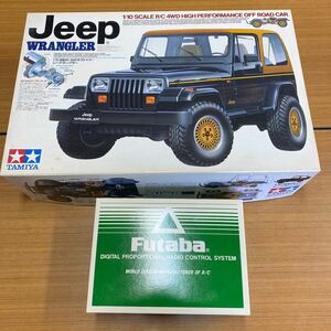 52 TAMIYA 旧 絶版 1/10 電動RC 4WD オフロードカー JEEP WRANGLER ジープ ラングラー FUTABA プロポ ATTACK-SR セット [20240105]