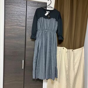 新品未使用タグ付きダブルクローゼットw closetゆったりロングのワンピース着丈120身幅48切り替えワンピ