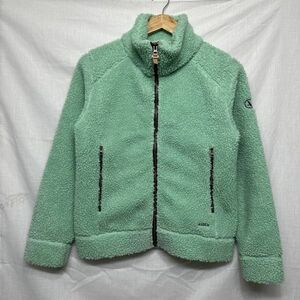 AIGLE エイグル フル ジップ アップ ボア ジャケット フリース S グリーン系 緑系 ワンポイント アウター アウトドア b18666