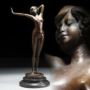 X497. 西洋彫刻美術 ブロンズ像 裸婦像 高さ34.2cm / 金工美術西洋彫刻美術置物オブジェ
