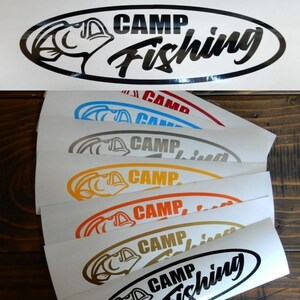 【送料無料＆即決！】CAMP FISHING 釣り フィッシング OUTDOOR キャンプ 文字だけが残る カッティングステッカー デカール 10色