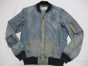 DENIM&SUPPLY ラルフローレン ダメージ加工 デニム MA-1 フライトジャケット L 180