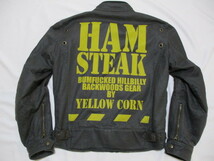 YELLOW CORN イエローコーン HAM STEAK オイル加工 コットンライダース ジャケット 黒 L_画像2