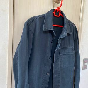 【MUJI】無印良品　良品計画　アウター　ジャケット　上着　Lサイズ　綿100% BLACK/黒　洗いざらし　クラッシュジャケット
