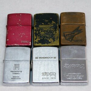 ジャンク品・保管品 ZIPPO ジッポ ライター 6点セット ロゴ シルバー ゴールド レッド 着火未確認 喫煙具 ダメージ大 ②