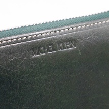 定形外送料無料 USED品・保管品 MICHEL KLEIN ミッシェルクラン レザー ラウンドファスナー 長財布 グリーン系_画像2