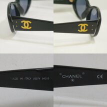 定形外送料無料 USED品・保管品 CHANEL シャネル サングラス 05974 94305 プラスチックフレーム ブラック ココマーク ケース付き_画像9