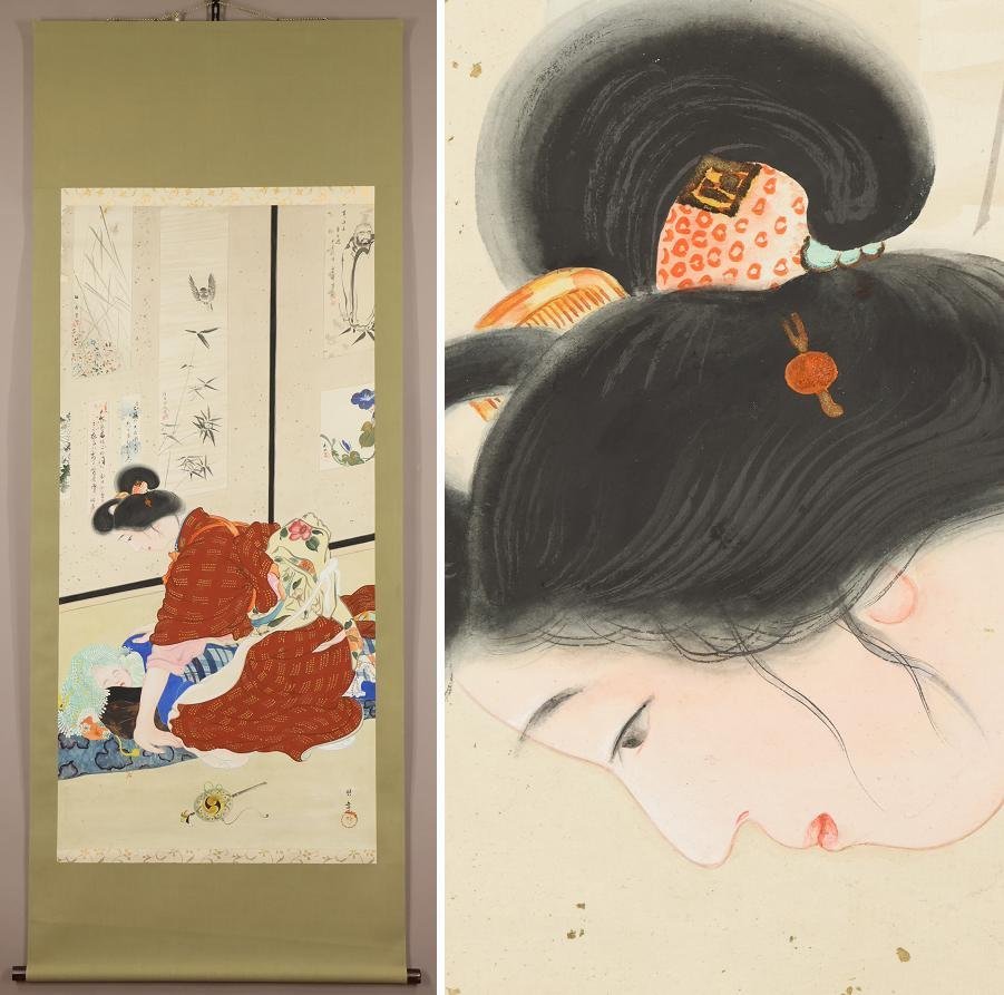 [Unknown] ◆ Keiten ◆ Mother and child drawing ◆ Beautiful woman painting ◆ Japanese painting ◆ Handwriting ◆ Paperback ◆ Hanging scroll ◆ t238, painting, Japanese painting, person, Bodhisattva